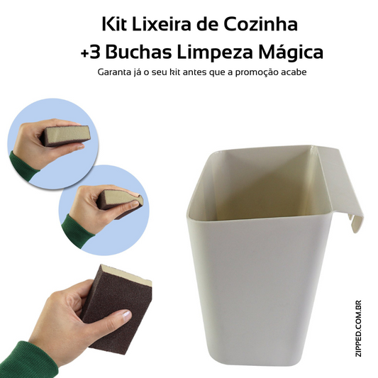 Kit Lixeira de Pia + 3 buchas de Limpeza Mágica Zipped®